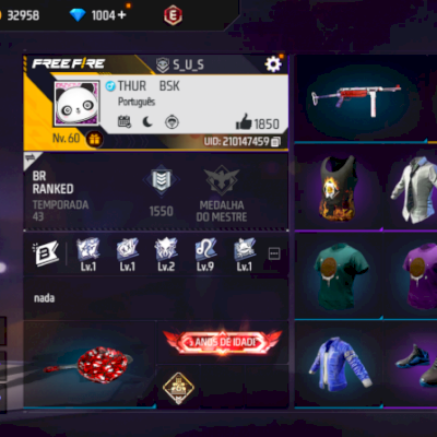 Conta free fire veterana rara, com diamantes