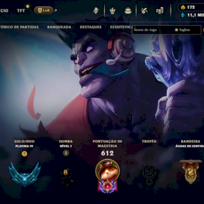 conta lvl 310 ouro com todos os champs e com 277skins