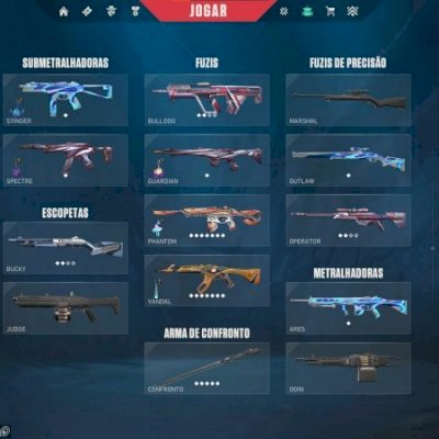 CONTA Valorant com skin de Vandal, Phantom, Faca e PASSE
