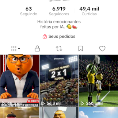 OPORTUNIDADE EXCLUSIVA – CONTA VIRAL NO NICHO FRUTAS IA/FUTEBOL/ENTREETENIMENTO