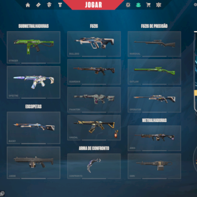 CONTA VALORANT COM DIVERSAS SKINS COMPRADAS, 4 VANDAL, 4 FACAS, 1 PHANTON E ETC