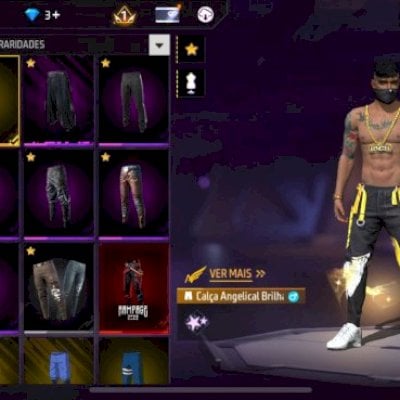 Conta rara, bandeirão, calça angelical amarela, 2 punhos