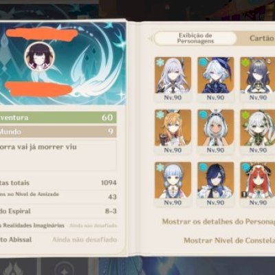 Conta de Genshin Impact, muitos personagens t5 com assinatura e preço negociável