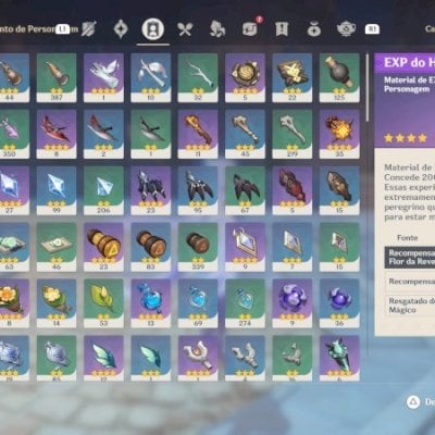 Genshin AR60 23 personagens 5 estrelas 11 armas 5 estrelas