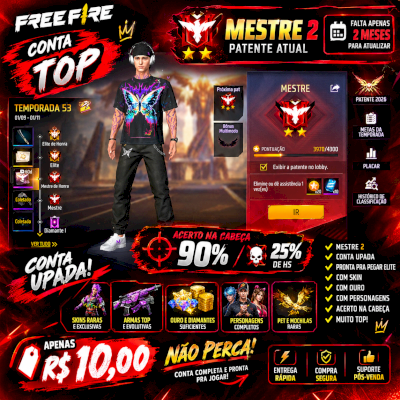 CONTA MESTRE 2 UPADA PRA PEGA ELITE COM SKINS