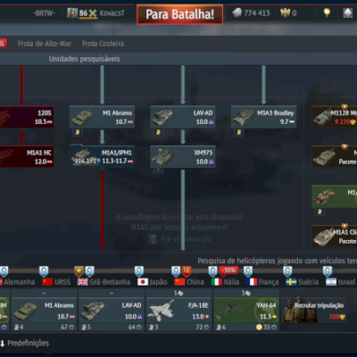 Conta War Thunder Nação USA Upada Arvore de Tanque e Avião Negociável