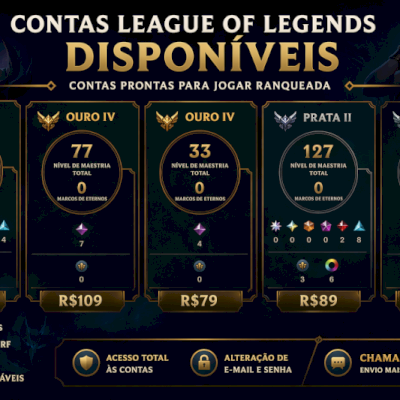 🔥 Contas LoL Prata–Ouro | Skins Raras + Acesso Total!
