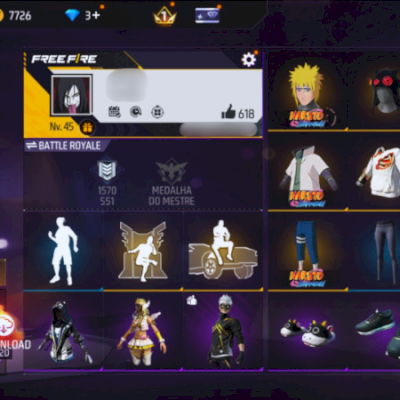 CONTA FREE FIRE COM PASSES ANTIGOS + MINATO + EMOTES - PRECINHO