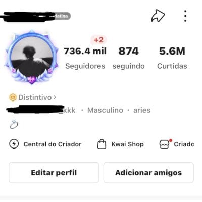 CONTA KWAI 736.4K DE SEGUIDORES E 5.6M DE CURTIDAS