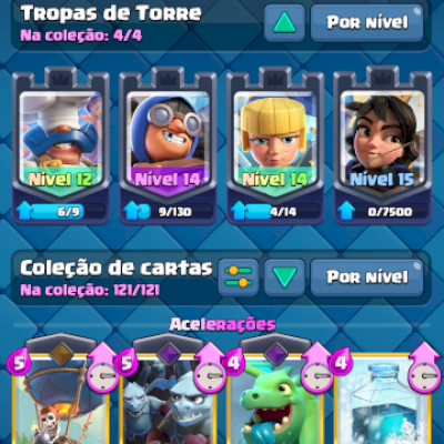 Rei nivel 15, 24 evo, 3 herois, todas as cartas
