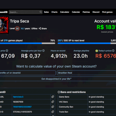Conta Steam 10 anos de serviço 111 Jogos, só os mais tops.