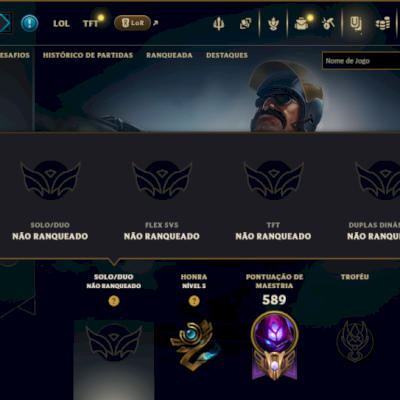 Unranked com TODOS os Champs e 250 Skins ( MID / SUP / JG )
