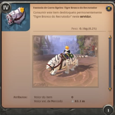 Skin garra ligeira branca listrada