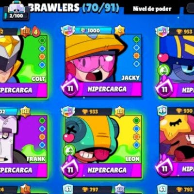 conta de brawl stars rara tem/ 4 eskin místico/11 lendário/7 de hirpercarga