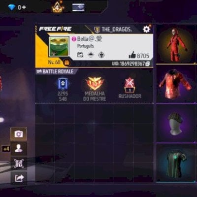 Conta de Free Fire antiga, com várias armas com velocidade de recarga