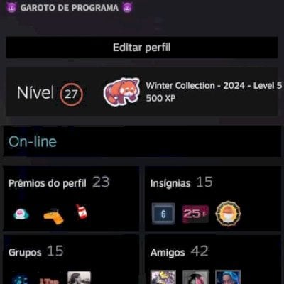 CONTA STEAM - LvL 27 - 31 JOGOS - 23 PREMIOS - 15 INSIGNAS