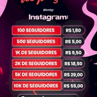 Tabela de seguidores no precinho