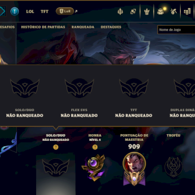 Unranked com TODOS os Champs e 367 Skins ( Nivel 1065 )