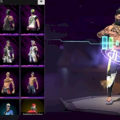 Conta rara de free fire com angelical amarela e conjunto vibe do funk