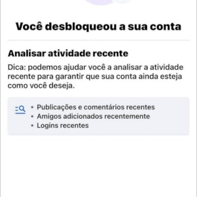 DESBLOQUEIO DE CONTA