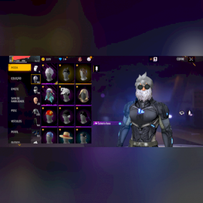 Conta Free fire com barbinha, rara com vários conjuntos