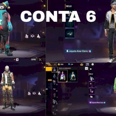 CONTA FREE FIRE COM 4 SKINS + MOCHILA + EMOTE