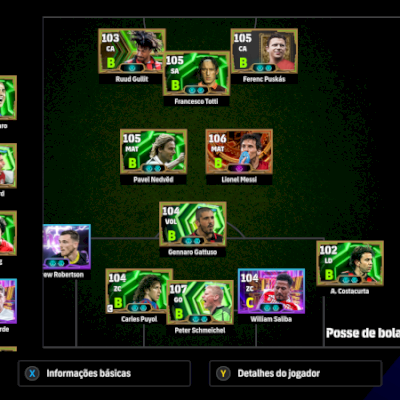 Conta Efootball Xbox com Gullit, Nedved, Puyol, 106 Messi, Saliba, Schmeichel