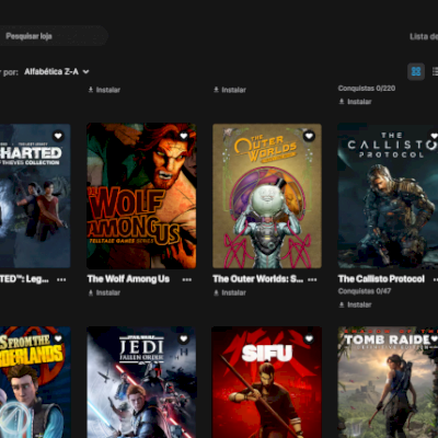 Conta epic com Uncharted entre outros jogos bons