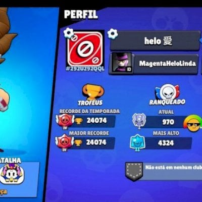 Conta com 24k de troféus, 60 brawlers, 8 no nível máximo e 3 passes