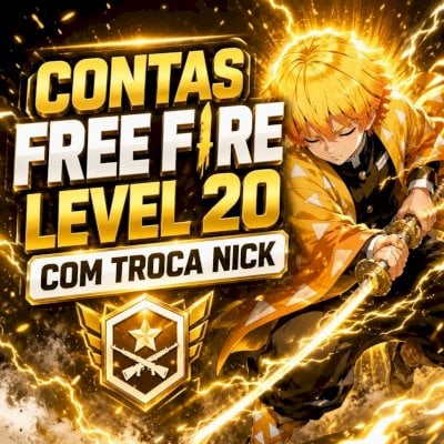 FREE FIRE/CONTAS LEVEL 20/COM TROCA NICK