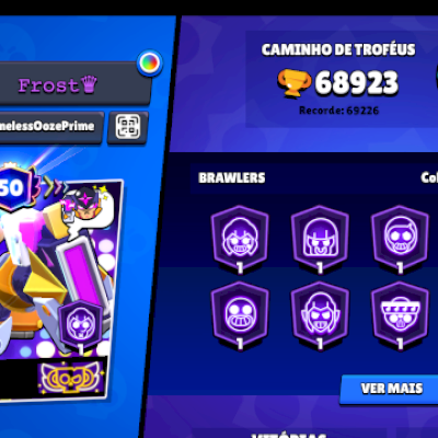 Conta de Braw Stars 70k troféus 5 passes plus pro pass do colt