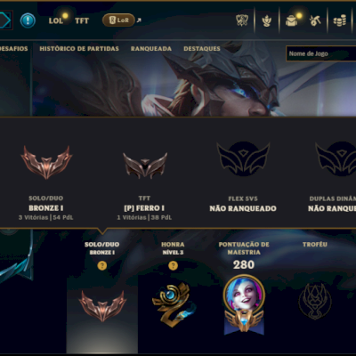 Bronze 1 com TODOS os Champs e 375 Skins +2 Prestigios