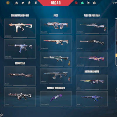 conta de valorant gemada, nivel 132 com skins de todas as armas