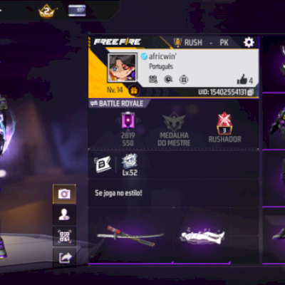 CONTA FREE FIRE COM COELHÃO SUPER GEMADA!!