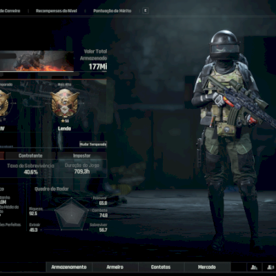 Conta Arena breakout infinite 177M de stash +76 Skin de armas e 4k de Ouro.