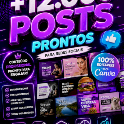 + 12.000 POSTS PRONTOS ( Canva) (100% Editáveis) - Nichos