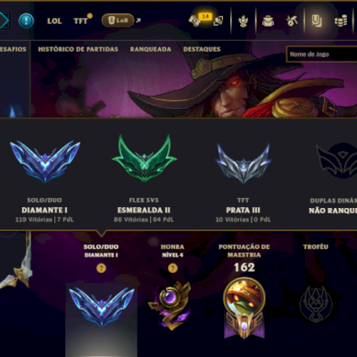 Diamante 1 com 110 Champs e 25 Skins +2 Prestigios