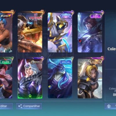 Conta MLBB (DESAPEGO) • Karina KOF + Roger Grimlock + Helcurt Zodiac + Claude Pa
