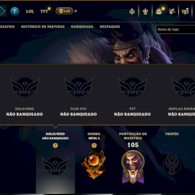Unranked com 50 Champs e 7 Skins ( ex esmeralda )