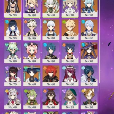 conta genshin AR 57 end game personagens T5