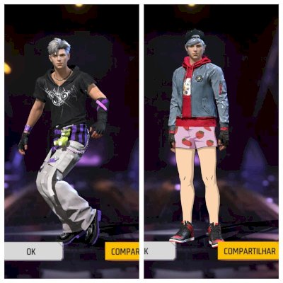 Conta Free Fire – Conjunto Boneco Estiloso + Shorts de Morango