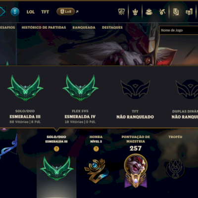 Esmeralda 3 com 80 Champs e 52 Skins ( JG / TOP / MID )