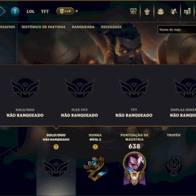 Unranked com TODOS os Champs e 181 Skins ( ADC / SUP / MID )