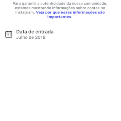 Conta de Instagram antiga de 2018