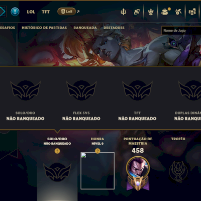 Unranked com 150 Champs e 117 Skins ( MID / JG / TOP )