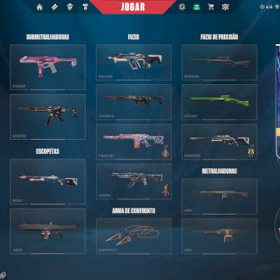 CONTA VALORANT COM MUITAS SKINS,NVL 208,RANK MAX DIAMANTE 1