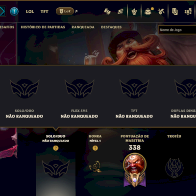 Unranked com 110 Champs e 116 Skins ( JG / ADC / TOP )
