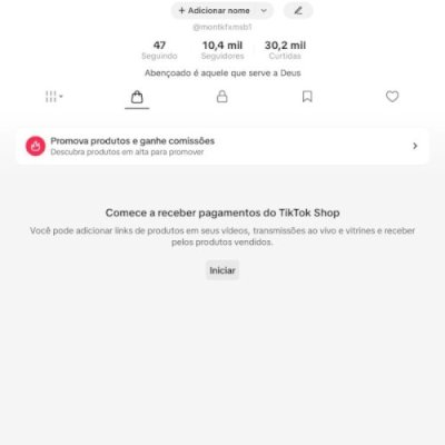 CONTA DO TIKTOK MONETIZADA + SHOP ATIVO +10,4K SEGUIDORES (ENGAJAMENTO REAL)