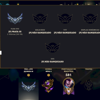 Unranked com TODOS os Champs e 297 Skins ( MID / ADC / TOP ) - ( Nivel 440 )
