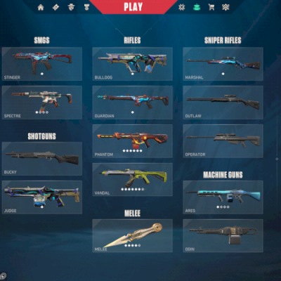 Conta de valorant mais de 600 reais gastos com muitas skins.